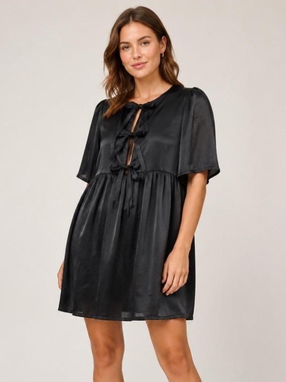 Noisy May Leyla Puff Short Tie Dress